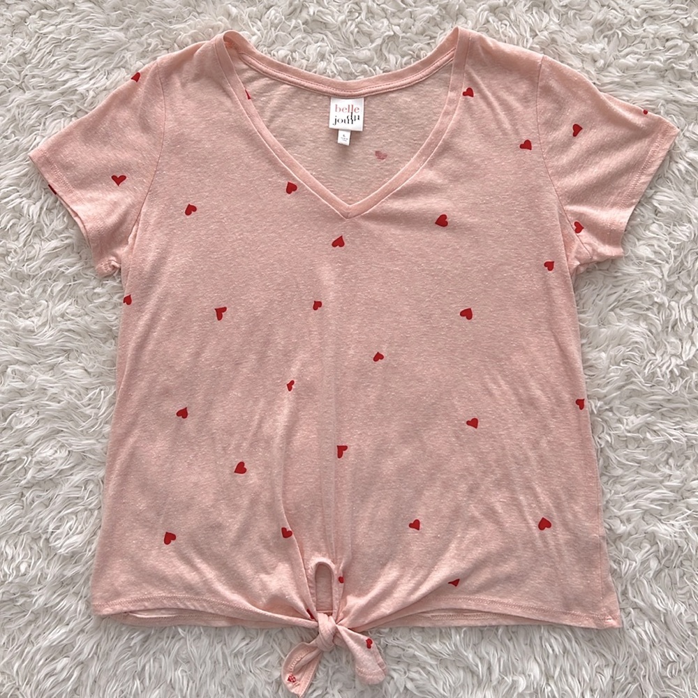 Belle Du Jour Pink Heart Women's Top Valentines Day Love Red Size Large - Picture 8 of 10